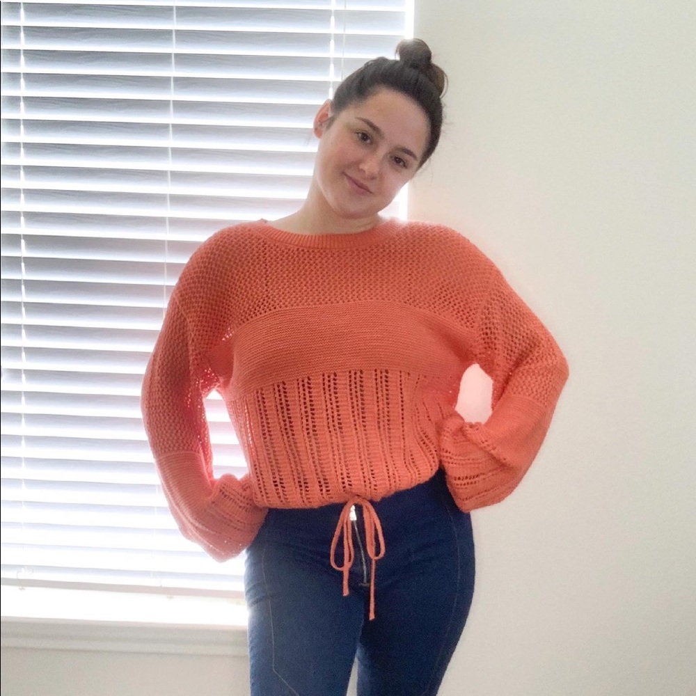 NWOT Peach Crocheted Sweater